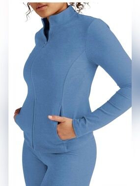 Beyond Yoga SpaceDye On The Go Mock Neck Jacket Sky Blue Heather , Large